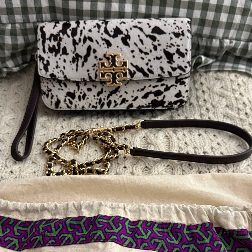 Tory Burch Calf hair Clutch/Wristlet with Gold Chain
